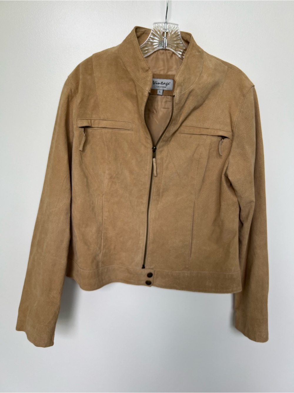 Vintage leather women’s Zip-Front moto Jacket - Tan